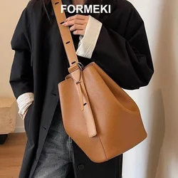 Formeki Large Bag 2025 Luxury Design Shoulder Bag Solid Tote Bag Bucket Ins Fashion Ladies Female Bag Winter