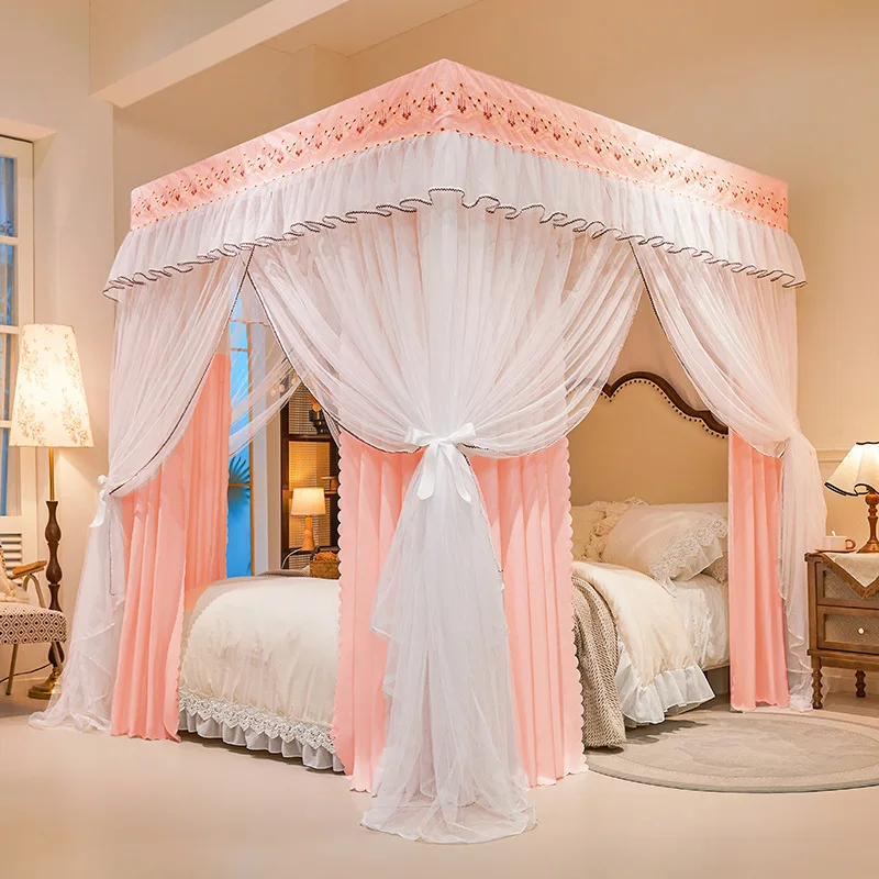 Double-layer blackout mosquito-proof floor-to-ceiling mosquito net embroidered lace palace retro cloth curtain household