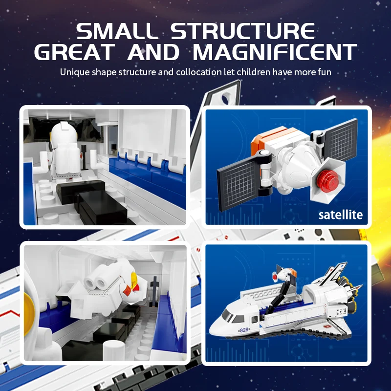 WOMA Aviation Spaceport Model Space Shuttle Rocket Launch Center Construction Building Blocks Spaceship Kids Bricks Creative