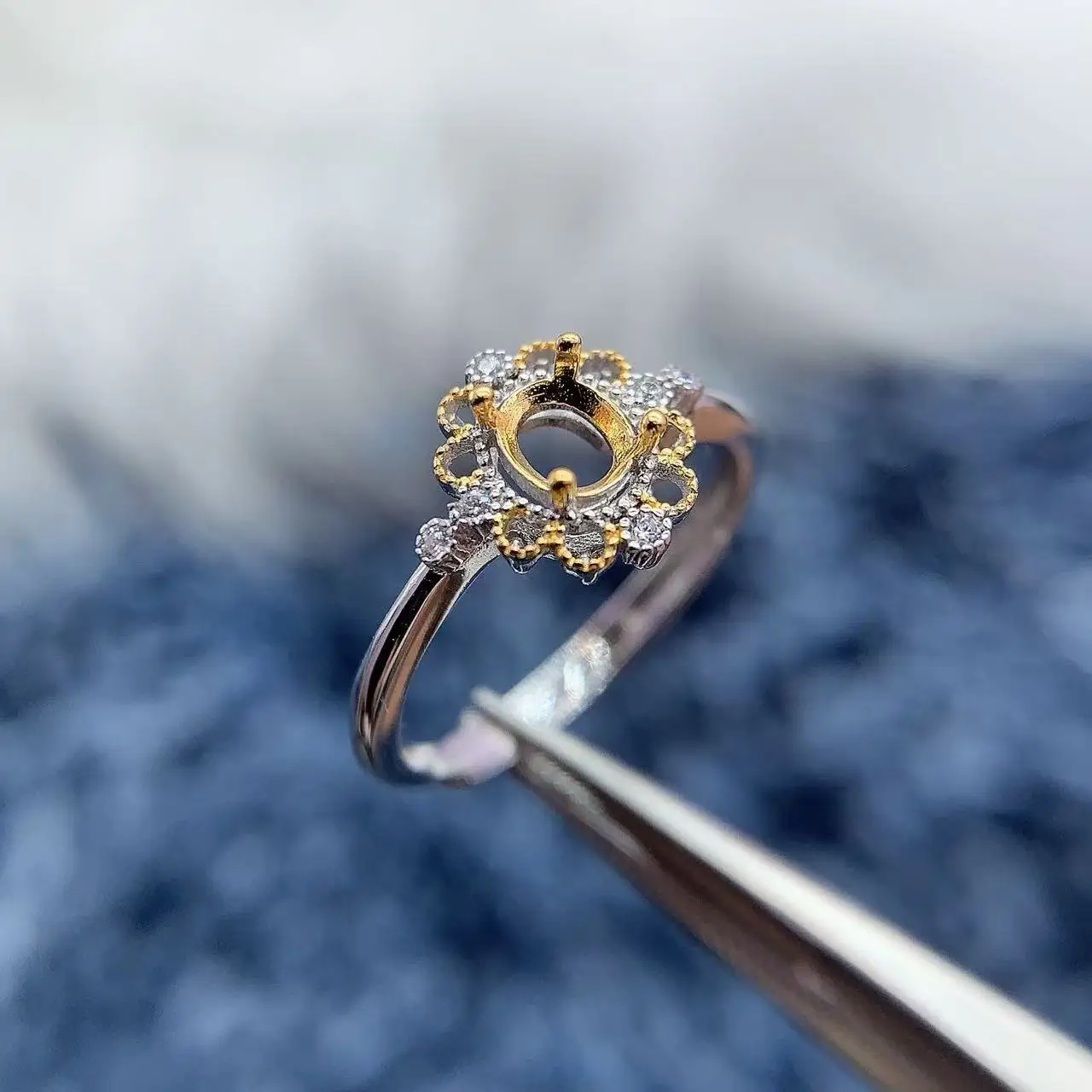 MeiBaPJ البطانة البيضاوي 4*5 مللي متر حجر امرأة حلقة مفتوحة الإعداد لتقوم بها بنفسك S925 الفضة النقية موضة الهدايا الأصلية غرامة حلية المجوهرات تاجر الجملة