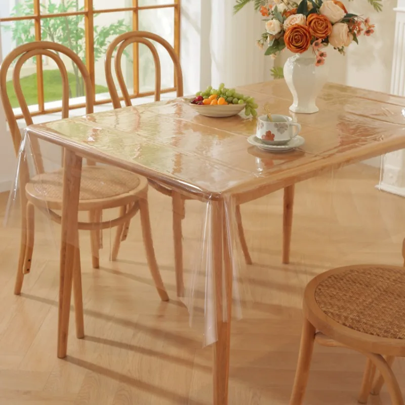 Transparent PVC Tablecloth 0.13mmThickness Oil Proof Dust Proof Waterproof for Living Room Coffee Table Heat Resistant Table Mat