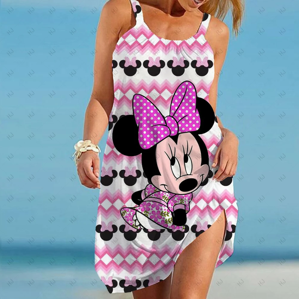 Sexy Disney Minnie Mickey Vrouwen Bohemian Uitje Strand Casual Mini Jurk Hemd Gekke 3d Print Feest Avondjurken Boho Band