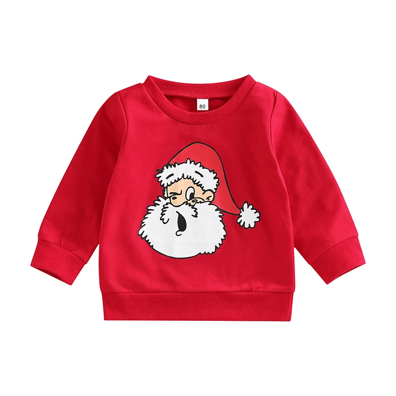 Festive Holiday Children s Crewneck Sweatshirt with Cute Reindeer Print Cozy Long Sleeve Pullover for Toddlers and Kids