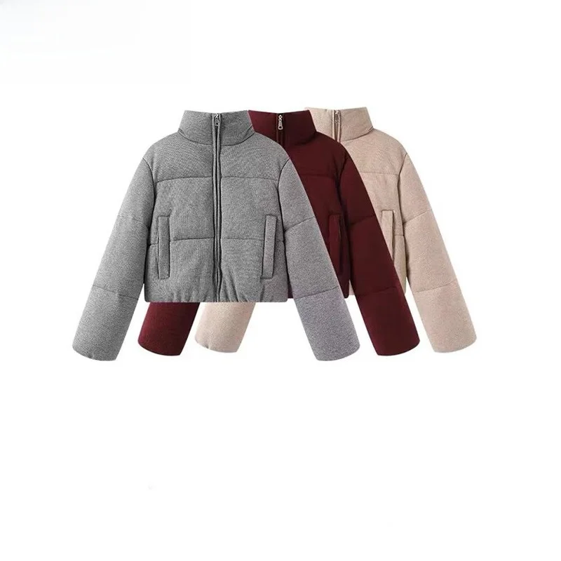 

Faionable Knitted Fabric Stand Collar Warm Cotton Clothes Women's Autumn New Sle 638228 Casual Loose Fit Long Sve Zip...