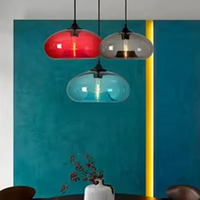 Modern industrial minimalist glass chandelier creative medium-sized personalized color chandelier, suitable for hotel business