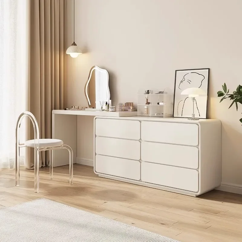 

Современный кремовый воздушный выдвижной комод для спальни, современный французский шкаф для макияжа, столик