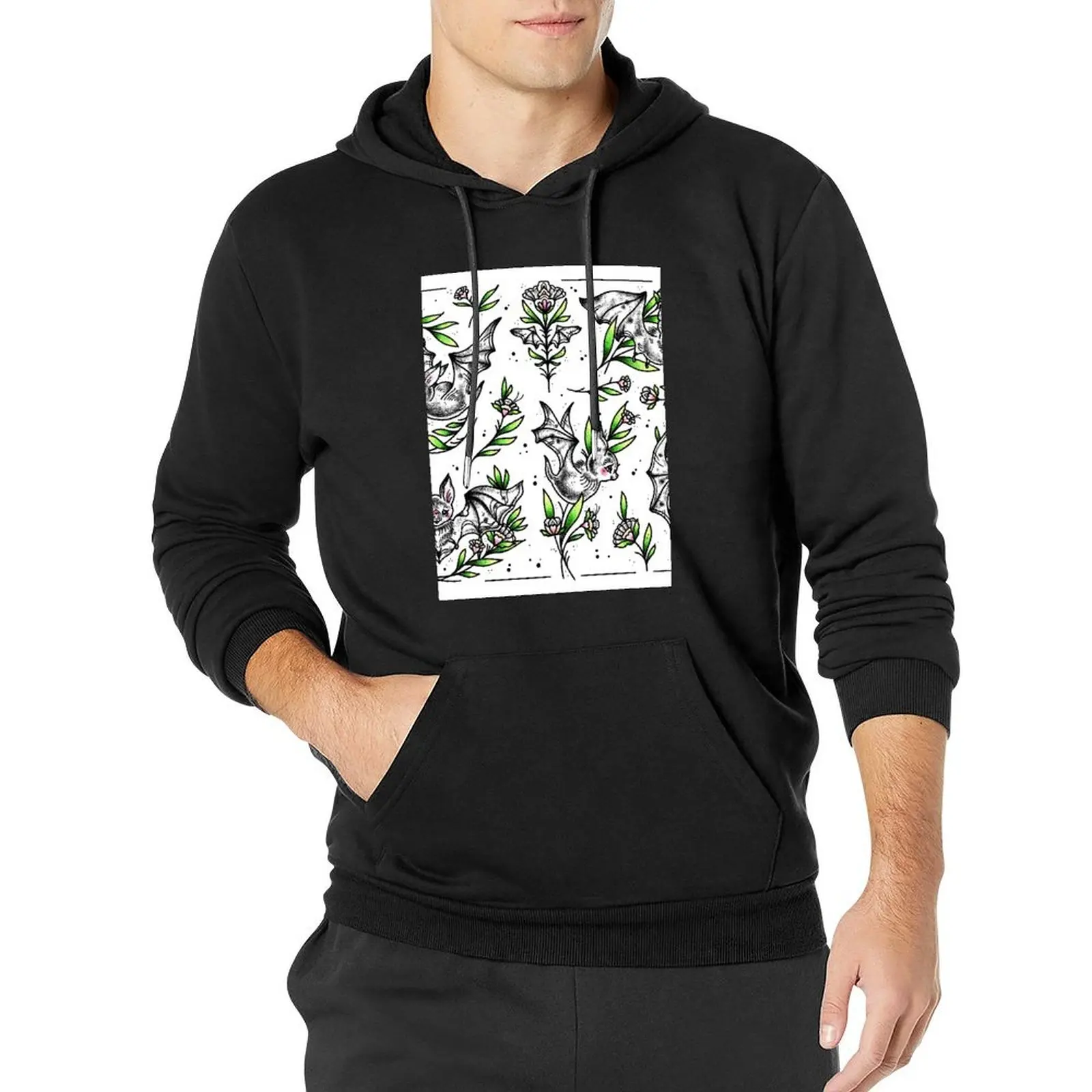 

Floral Folk Bats Cute Traditional Tattoo Flash Pullover Hoodie autumn jacket men winter clothes new in hoodies and blouses