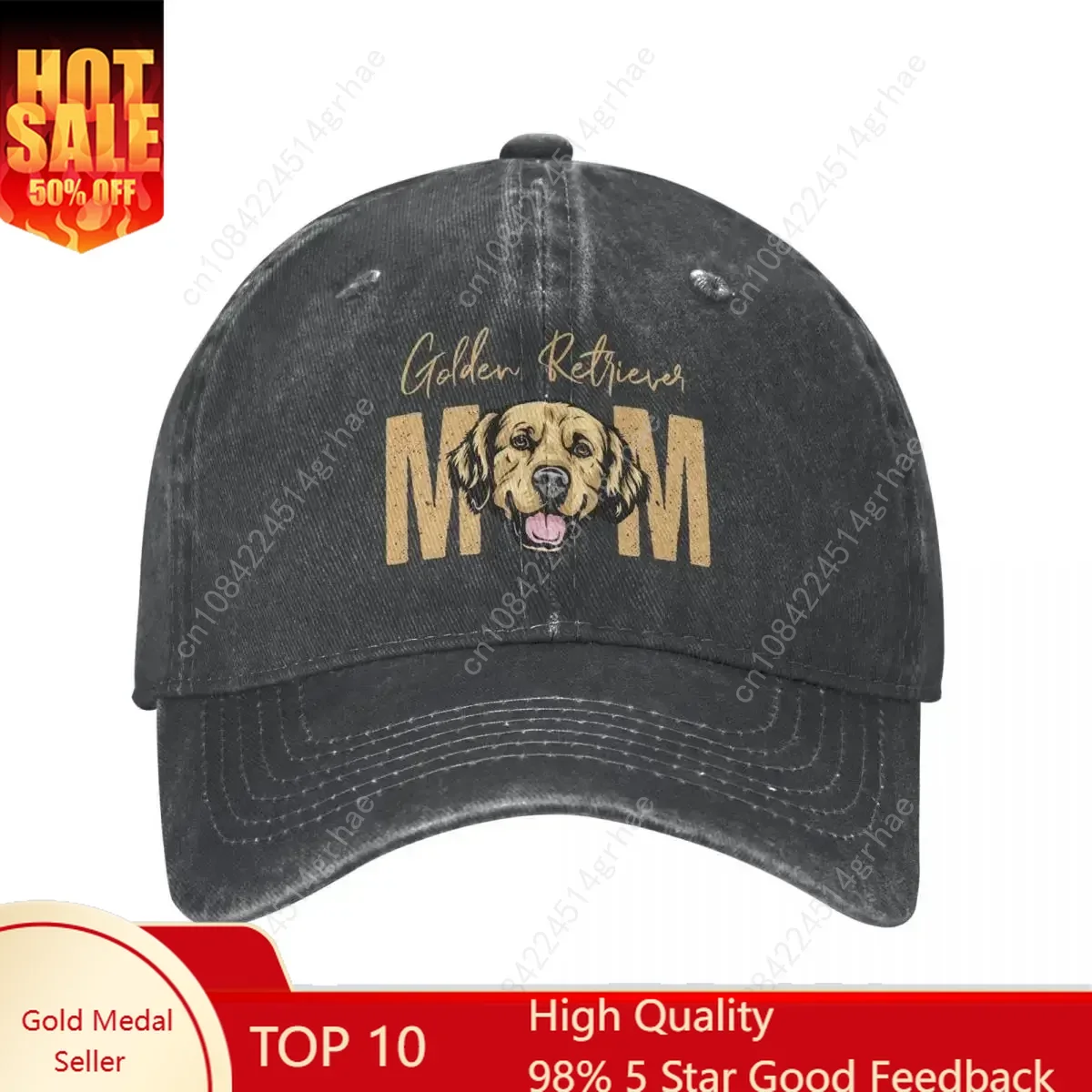 

Golden Retriever Dog Mom Baseball Caps Merch Vintage Distressed Washed Gift idea for Golden Retriever Owner Headwear for Women