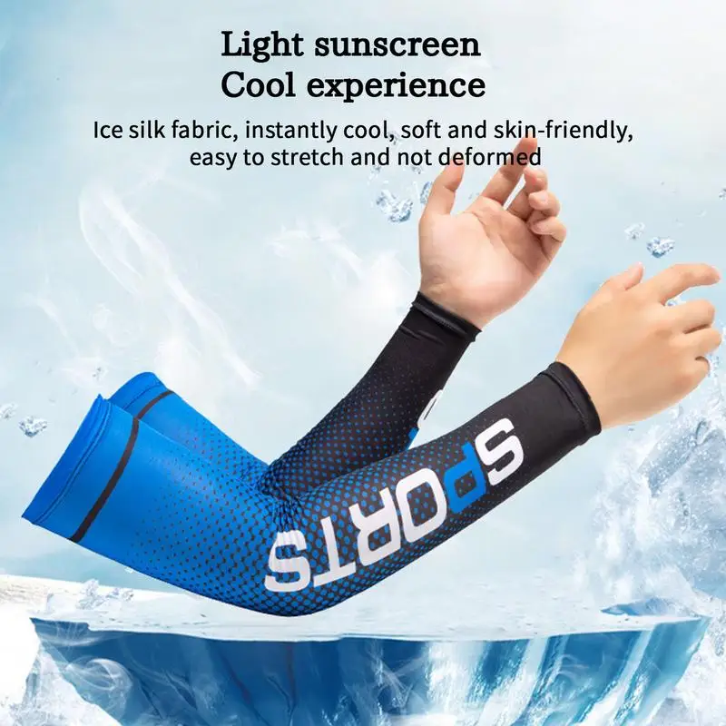 Summer Cycling Arm Sleeve Ice Silk Cooling Sunscreen Cuff UV Sun Protection Sleeve Anti-Slip Men Women Long Gloves Outdoor Sport