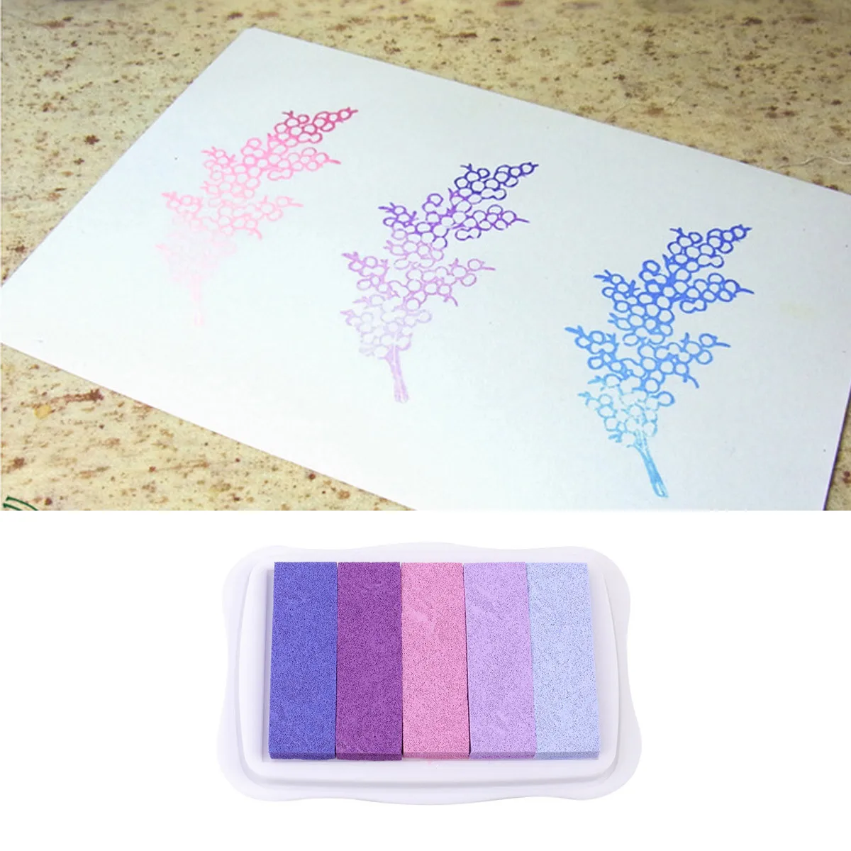5-kleuren gradiënt inktkussen wasbaar niet-giftig ideaal voor kinderknutsel scrapbooking kaarten maken muur decor doe-het-zelf geschenken creatief