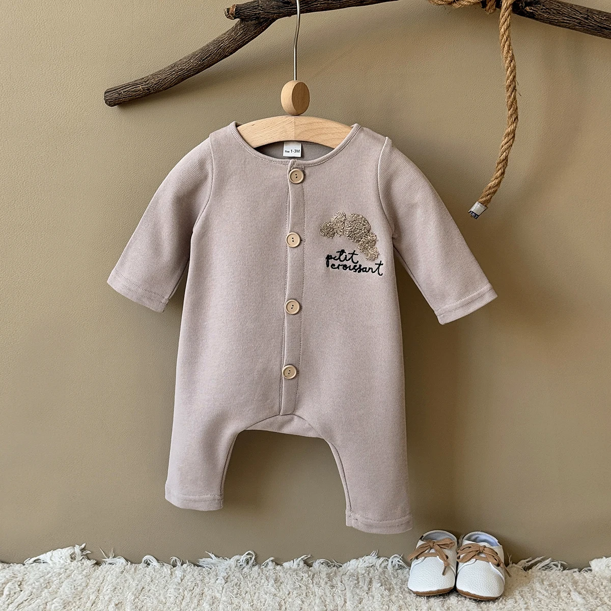 

INS20250-18M Baby Brown Breasted Jumpsuit Autumn Embroidered Comfortable Jumpsuit Jumpsuit