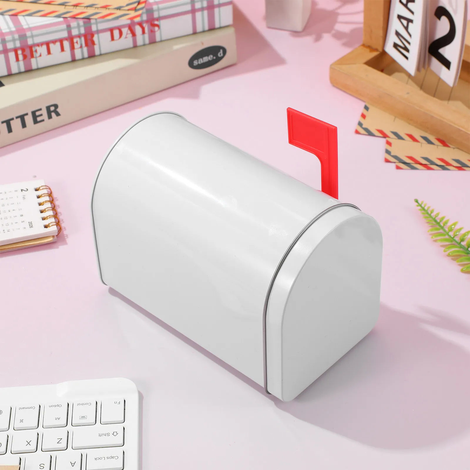 2Pcs Small Metal Mailbox Tinplate Retro Letter Box Decorative Storage Container for Gifts Stationery Keepsakes Office Home Use