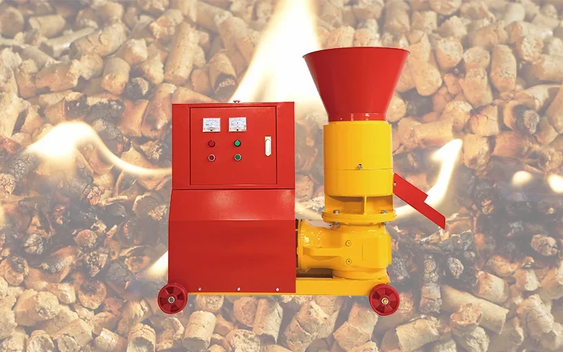 Biomass Wood Pellet Mill with Engine, Straw Sawdust Granulator Machine for Animal Feed Pellet Making Home Use