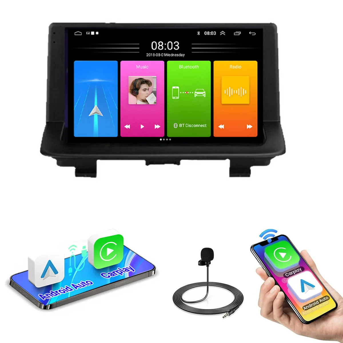 Android 9”car radio Bluetooth Carpaly GPS Navigation+AHD rearview camera for Audi Q3 8u 8UB 8UG MMI  Quattro S Line Sport