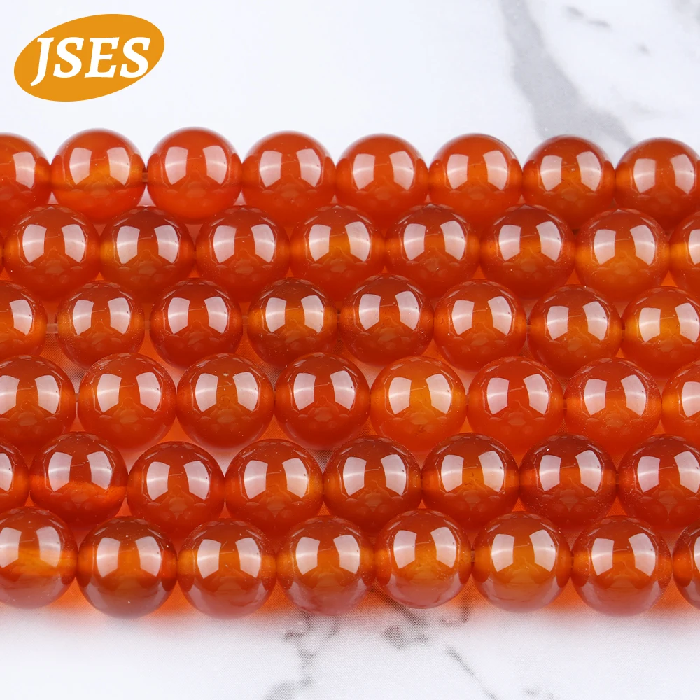 

JSES Natural Red Agate Onyx Carnelian Loose Stone Beads for Jewelry Making Bracelet Necklace Charms DIY Accessory 4/6/8/10/12mm