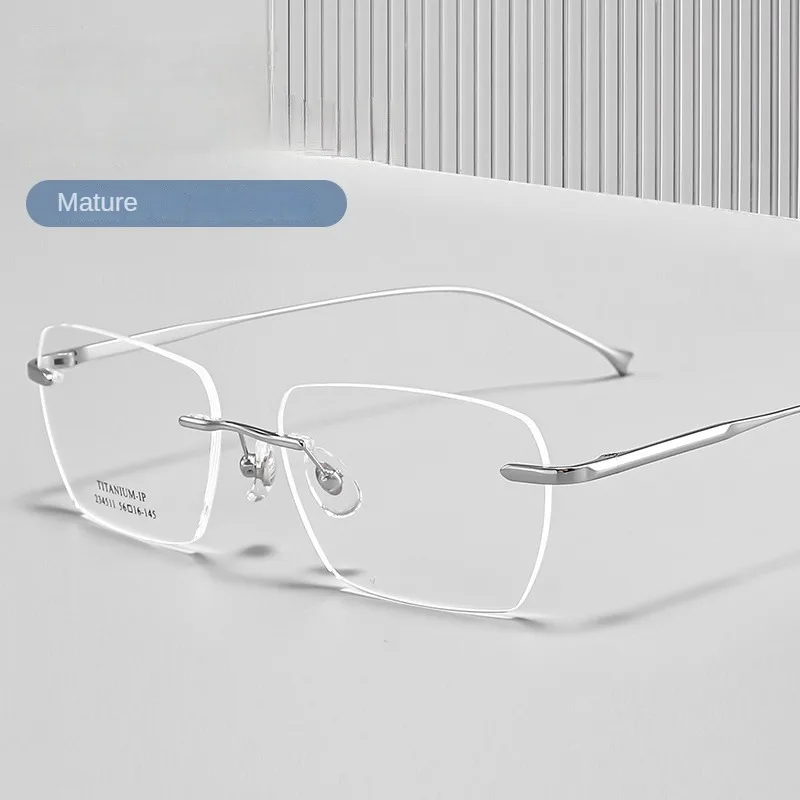 Classic Rimless Titanium Glasses Men And Women Design Myopia Spectacles Lightweight Medical Optical Prescription  Glasses Frame