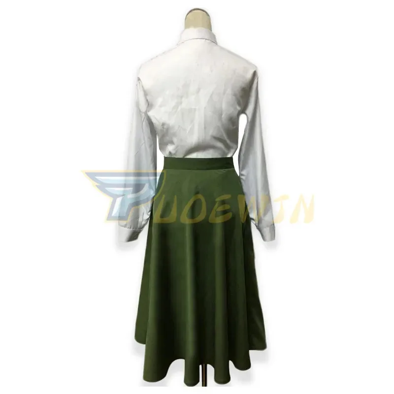 Disfraz de Violet Evergarden para mujer, camisa blanca de Anime japonés, falda verde hecha a medida, 2025
