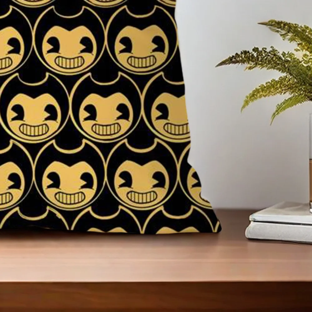 

B-Bendy and the Ink Machine Cartoon Pillow Case Short Plush Velvet Rectangle Cases Room Decor Home Decoration Cushions Cover
