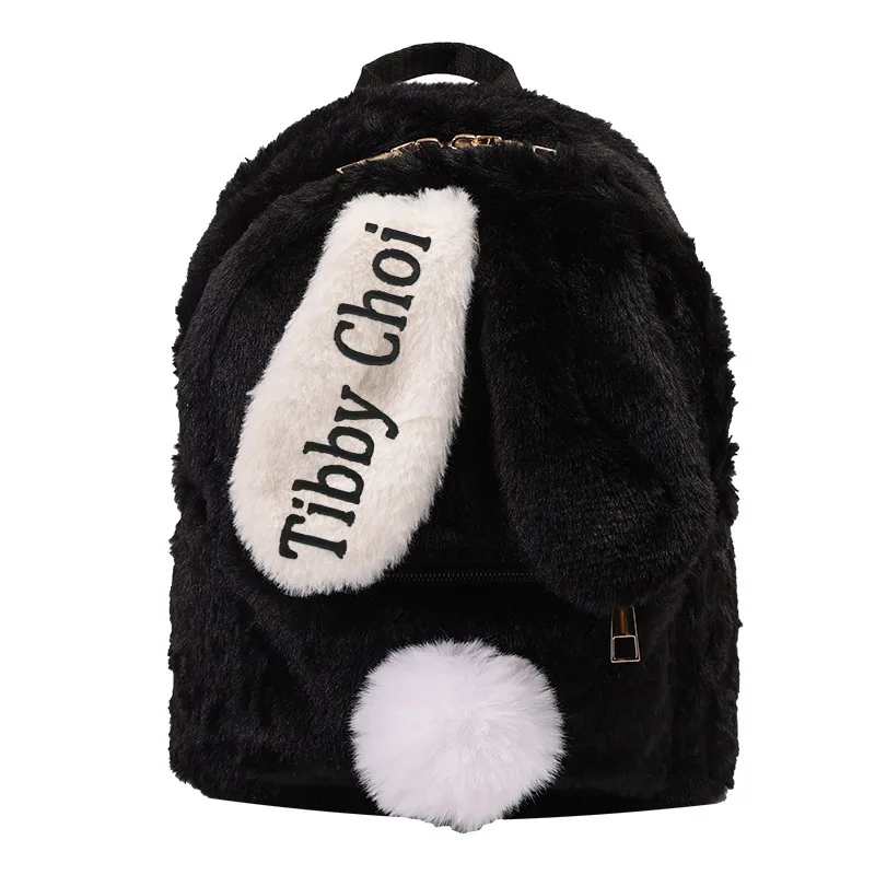 

personalized girl kids plush backpack ，embroidered name backpack Cute Rabbit Ears, Plush Women's kids custom backpack Gifts Bag