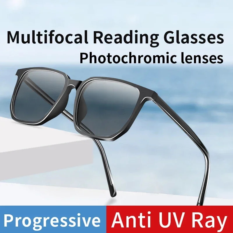 

Фотохромные прогрессивные мультифокальные очки для чтения за компьютером, солнцезащитные очки с защитой UV400, мультифокальные прямоугольные очки для чтения