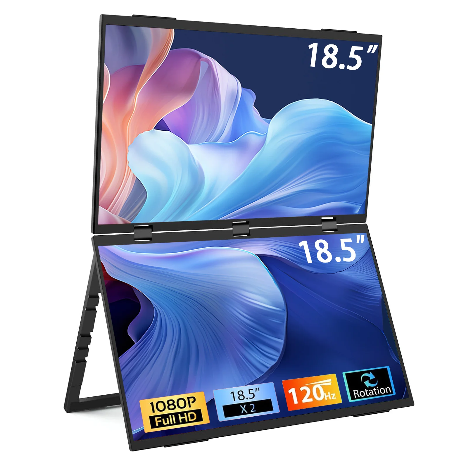 

AHXJKA 18.5-inch Laptop Screen Extender Dual Monitor Stackable Foldable Triple Monitor (Win/Mac Compatible) FHD Portable Monitor