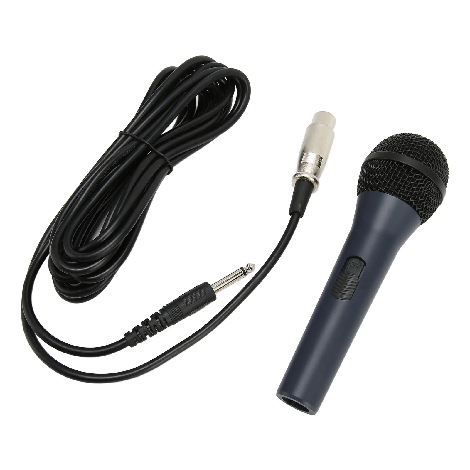 Wired Handheld Microphone Noise Reduction Dynamic 6.35mm Plug Metal Karaoke Mic for Speaker Amplifier