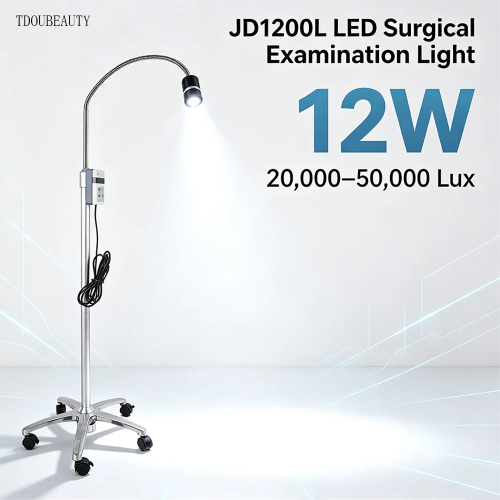 TDOUBEAUTY JD1200L 12W Mobile Obstetric Gynecology LED Exam Lamp, Medical Grade Portable Standing Examination Light for Hospital