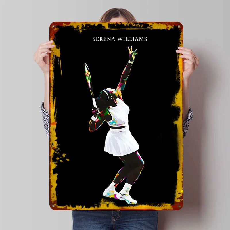 Serena Williams Poster, personalisierte Vintage-Metallschilder, Wandkunst, Retro-Blechschild für Fans, Dekoration, Wohnzimmer-Dekoration, Männer, Zuhause