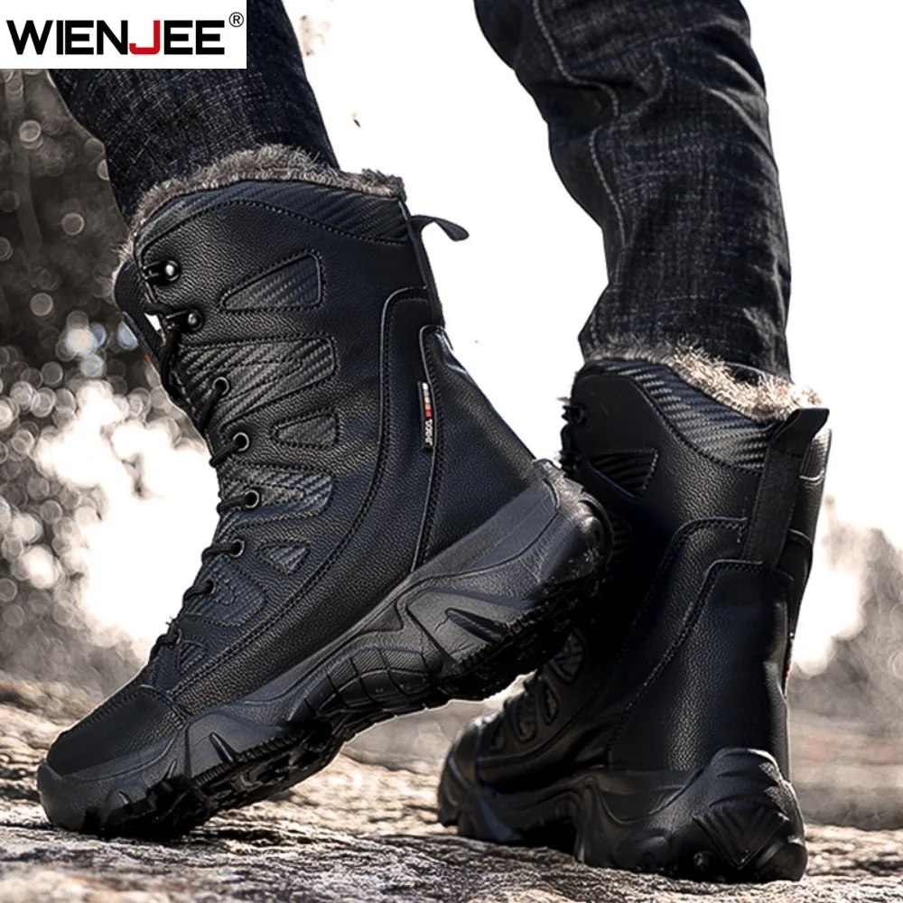 Winter Waterproof Men Boots Plush Super Warm Snow Boots Men Sneakers Ankle Boots Outdoor Men's Desert Boots Botas Hombre view 4