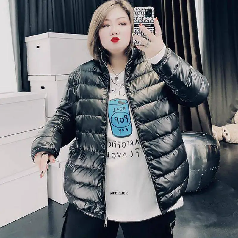 Plus Size 10XL 170kg Women Black Jacket Winter Thick Stand Collar Padded Coats Female Korean Loose Puffer Parkas Ladies Outwear