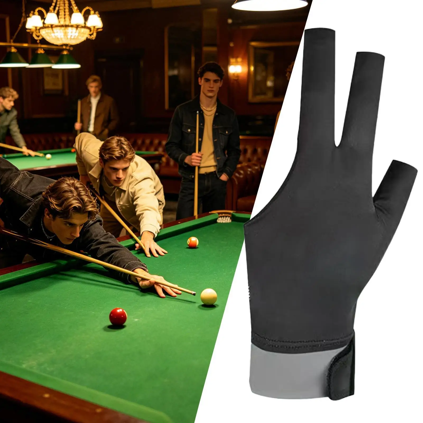 

Pool Glove 3-Finger Left Hand Quick-Dry Billiards Accessories Lightweight Pool Glove for Women for Adults Men Beginner Hall