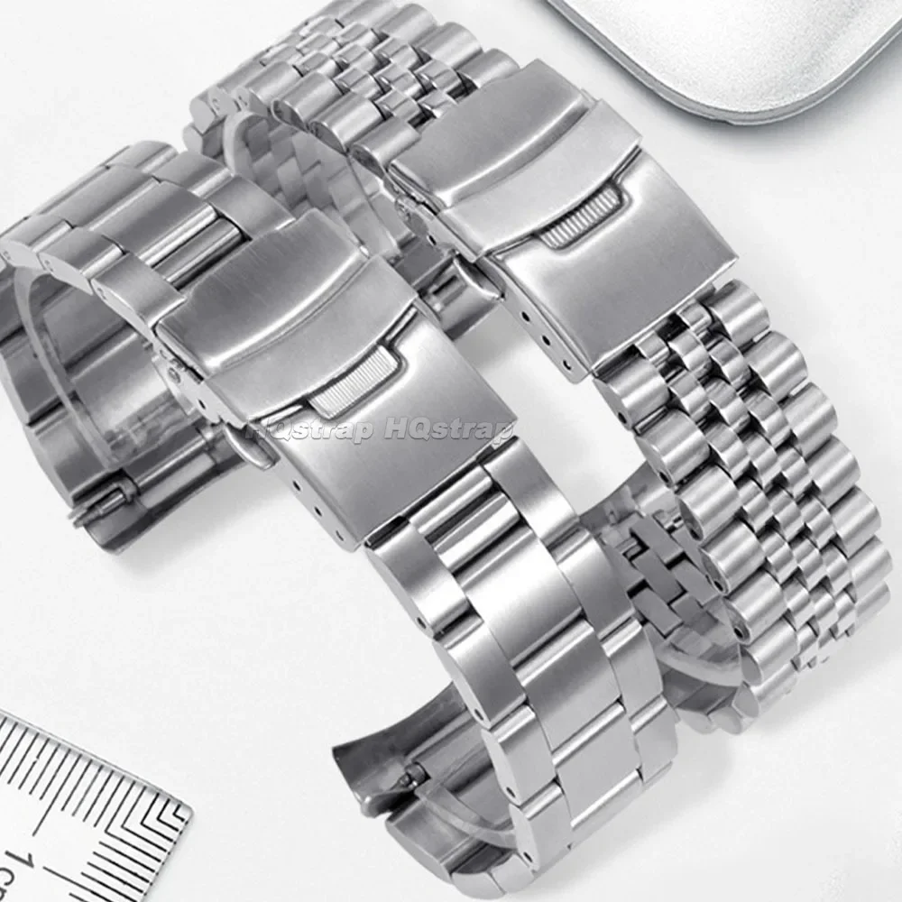 Solid Stainless Steel Watch Band for Seiko Curved End Bracelet 18mm 20mm 22mm Luxury Metal Strap Accessories Men Women Wristband