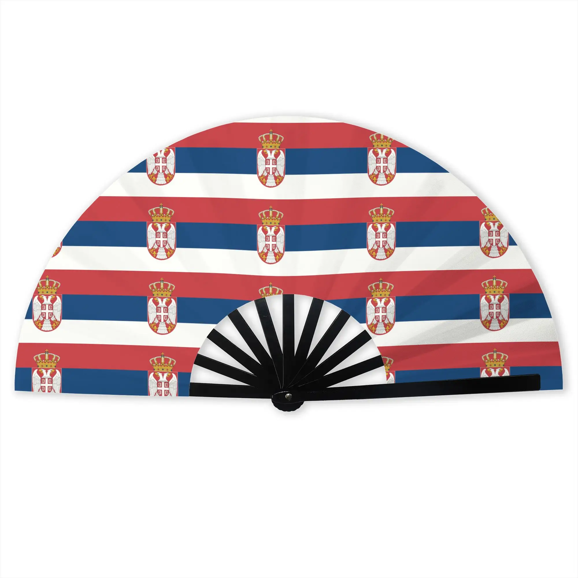 Serbia Flag Stylish Hand Fan  Men  Printed Polyester Fan Vintage For Sports Events Gift