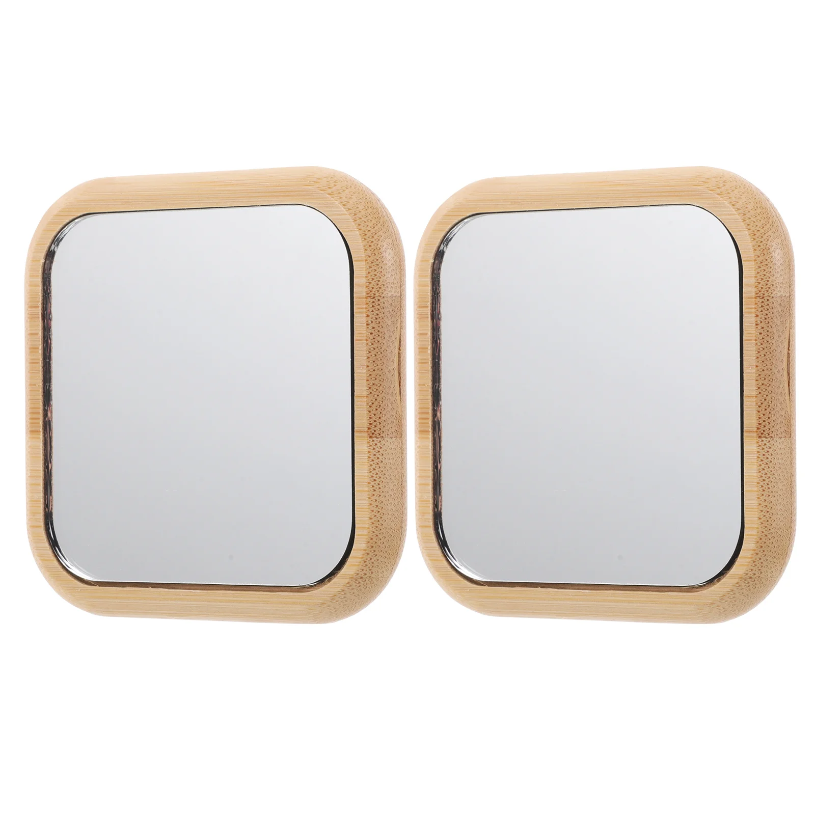 2개 세트 휴대용 나무 소형 거울 고화질 메이크업 거울 여행용 핸드백 소녀 여성용