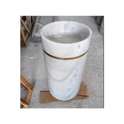 Pedestal sink stone bathroom sink white marble Washing standing Vessel hotel Courtyard