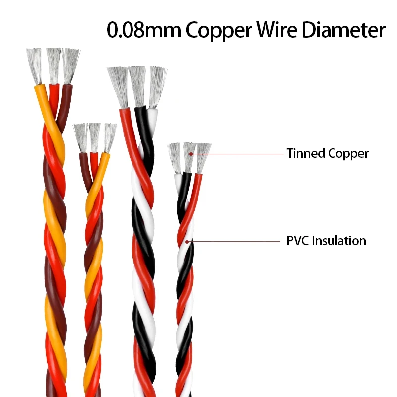 5-50M Servo Extension Twisted Cable 26/22AWG JR Futaba Twisted Wire Cord Lead 30/60 Cores Copper Wire for RC Model Accessories