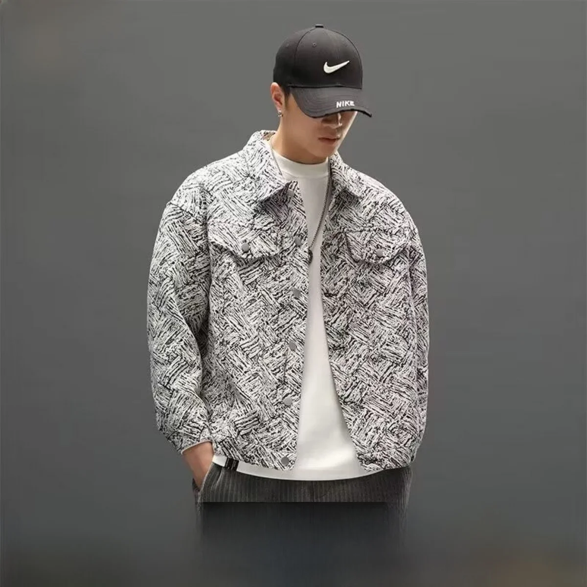 

GPstudio American Retro Embroidered Snowflake Denim Jaet Men's Trendy Loose Workwear Jaet Spring Autumn Sle