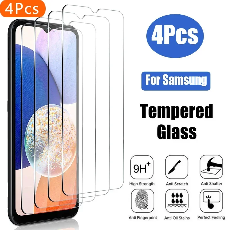 4 pezzi in vetro temperato per Samsung Galaxy A14 A34 A54 A24 A13 A23 A53 A73 A33 protezione schermo su Samsung A12 A22 A32 5G A52 vetro