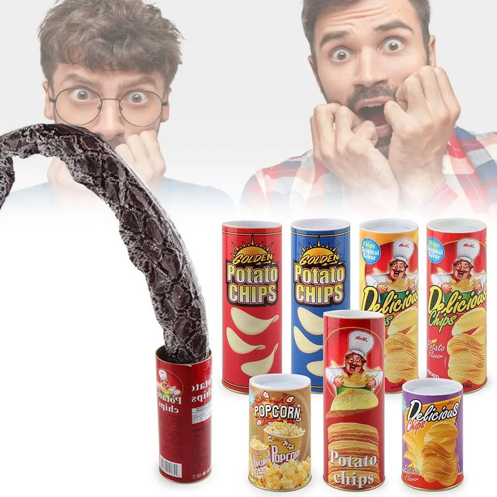 Batatas fritas assustadoras jogar brinquedos divertidos truques de cobra reutilizáveis latas de batata mágica latas de batatas cobra novidade brinquedo engraçado