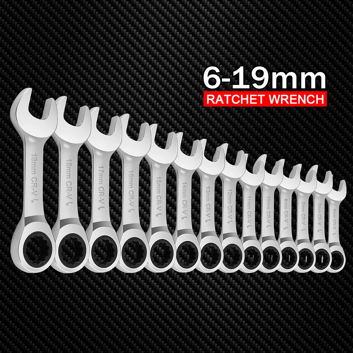 1set Short Handle Quick Ratchet Wrench Opening Torx Dual-purpose Wrench Two-way Labor-saving Auto Repair Hardware Wrench Tool