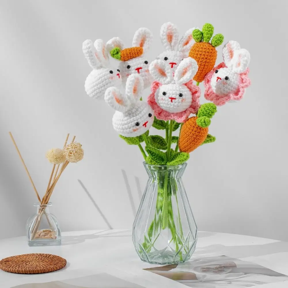 Doctoral Hats Graduation Knitted Flower Hand Woven Yarn Artificial Woven Crochet Flower Bouquet Fake DIY Crochet Design
