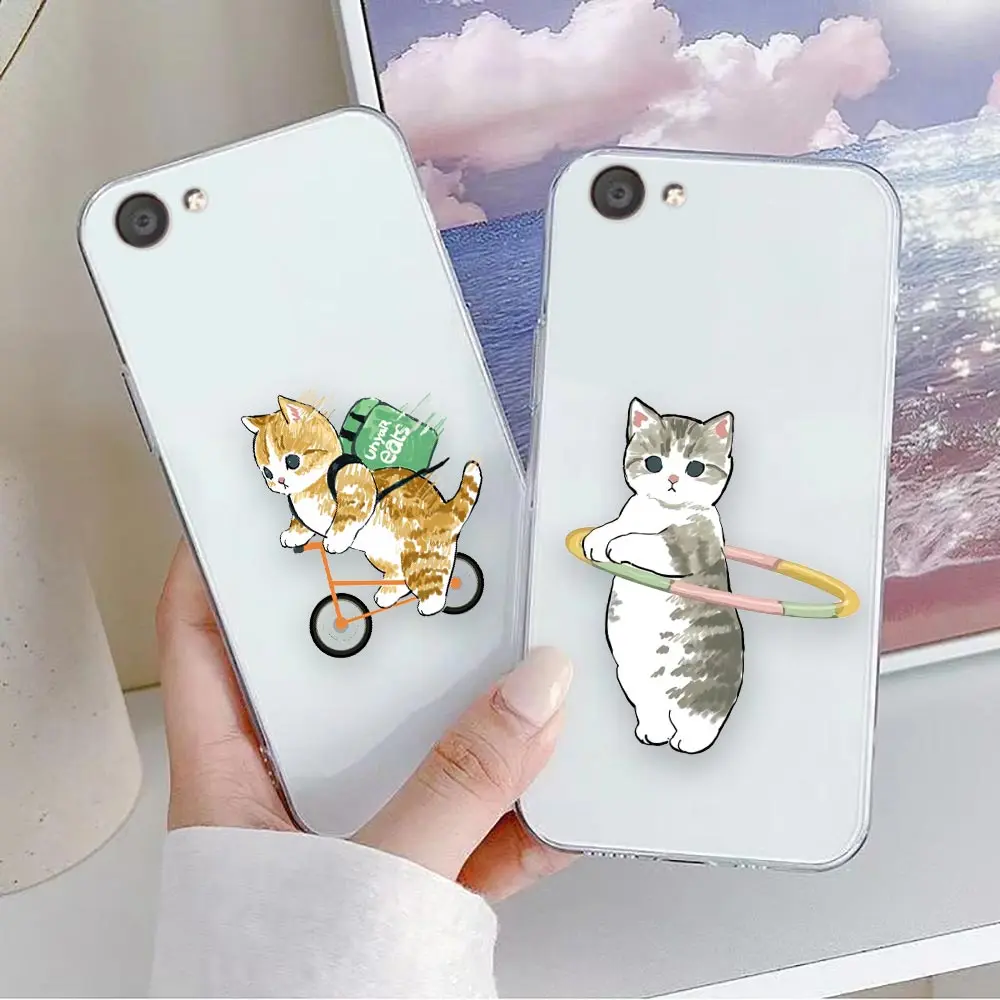 Clear Phone Case For VIVO Y32 Y33S Y50 Y51S Y52S Y53S Y55S Y66 Y77 Y95 Y97 V20 V21 5G 4G Case Capa Cute Cat Cartoon Illustration