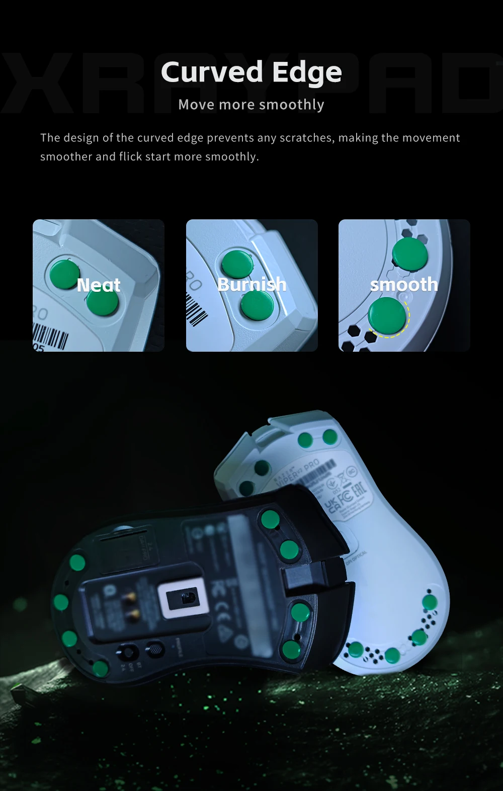 X-Raypad Jade Air Mouse Skates – Ciche i szybkie — zdjęcie produktu 5