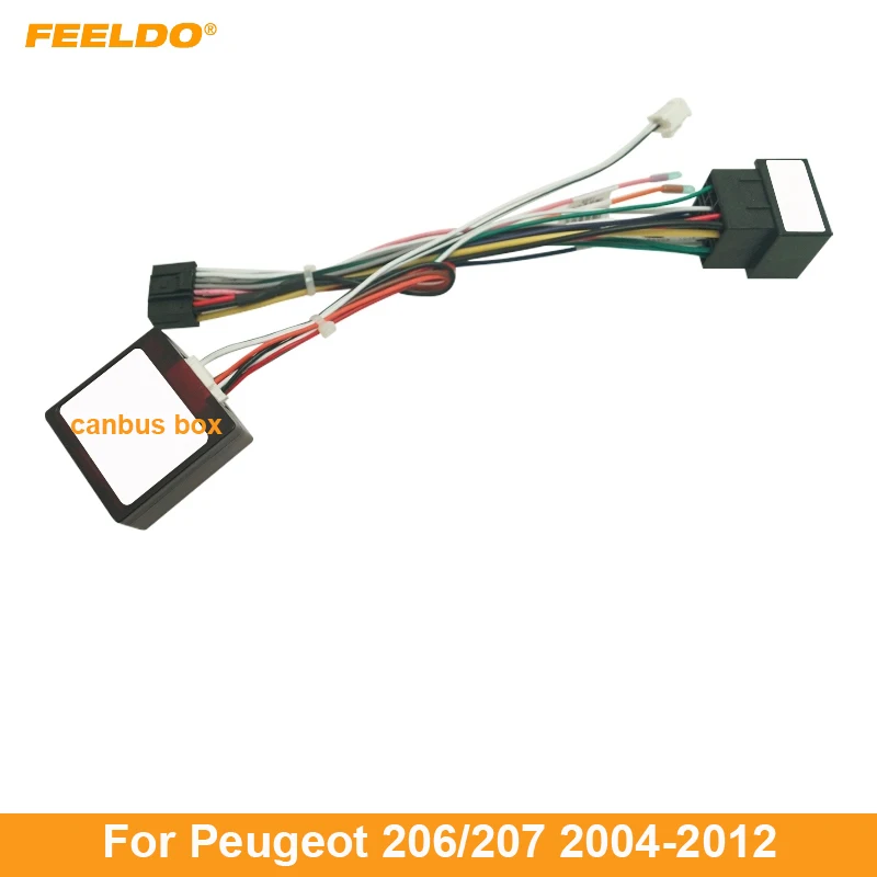 FEELDO cablaggio Audio a 16pin per auto con scatola Canbus per Peugeot 206/207 04-12 adattatore per cavo di installazione Stereo Aftermarket