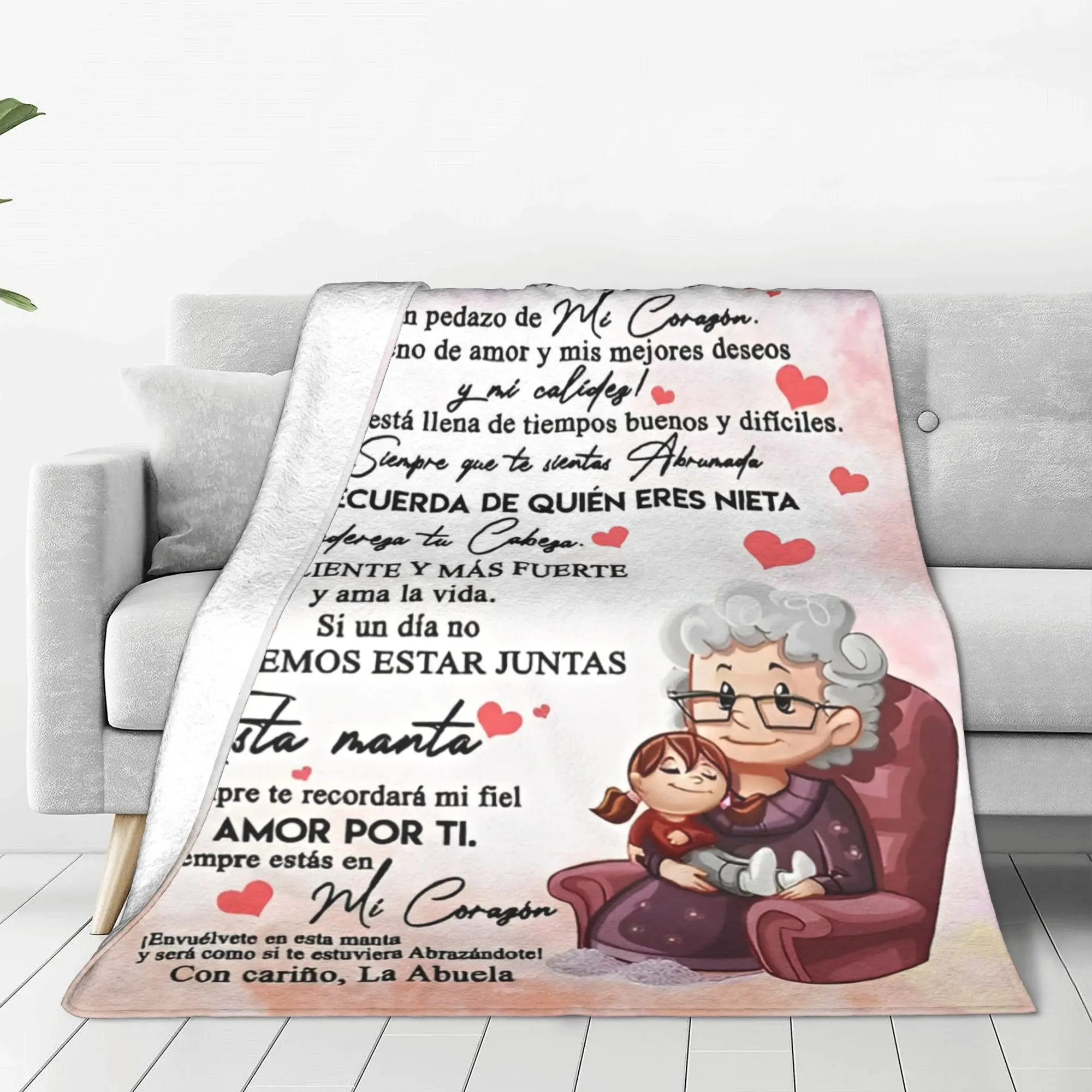 To My Granddaughter Para Mi Nieta Knitted Blanket Family Love Wool Throw Blanket Summer Conditioning Ultra-Soft Warm Bedspreads