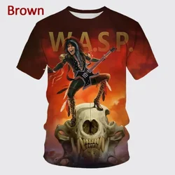 Y2K Clothing New Style W.A.S.P. 3D Print T Shirt for Men Women Summer Hip-hop Unisex Casual T-shirt Harajuku Round Neck Top Tee