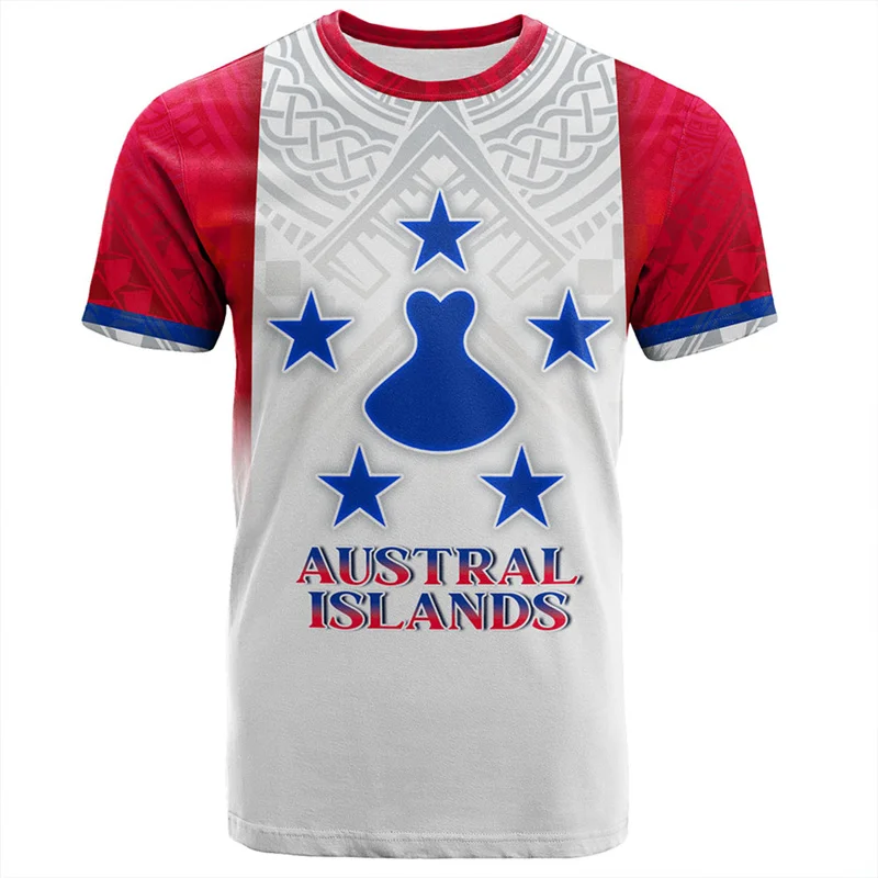 Austral Island Polynesian 3D Printing T Shirt For Men Round Neck Short Sleeves Casual Tops Tshirt Street Oversized T-shirt