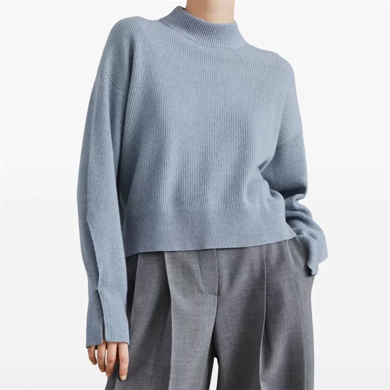 

Women's sweater 2024 autumn elastic knitted slim fit round neck pullover 100% cashmere long sleeved top Fashion Hollow knitwear