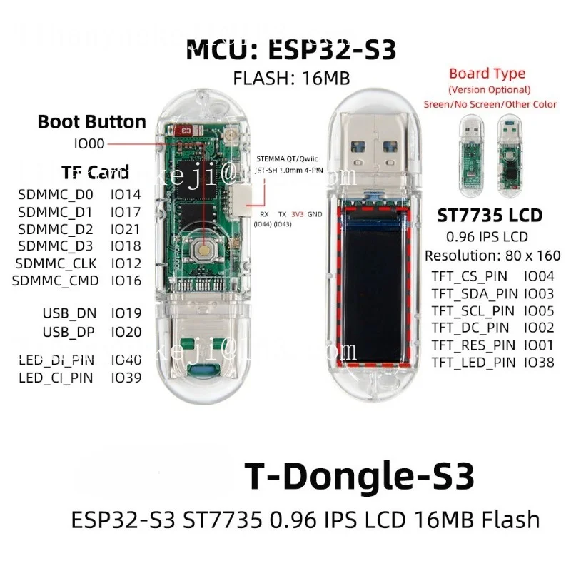 T-Dongle-S3 development board 0.96 inch LCD display supports WiFi Bluetooth TF card