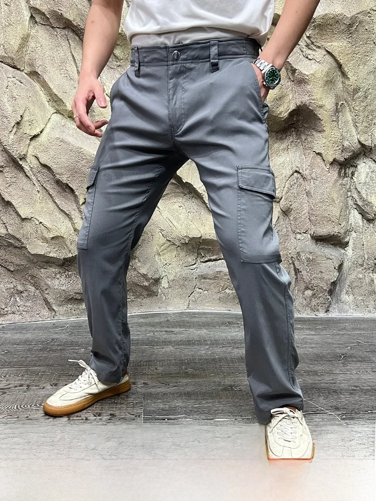 

Qui Dry Tech Fabric 3D Tailored Men's Summer Outdoor Workwear Hiking Casual Pants Straight Leg mid Waist Zipper Fly Long Tr...